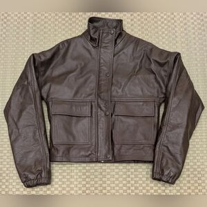In My Element Cropped Brown Leather Jacket Womens Size Small Handmade in UK